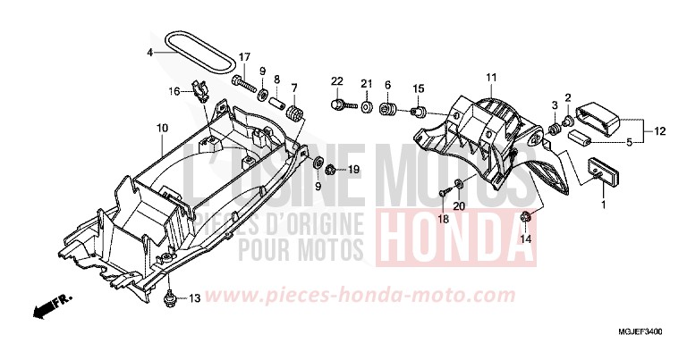 GARDE-BOUE ARRIERE de CBF1000F ABS PEARL COOL WHITE (NHA16) 2012